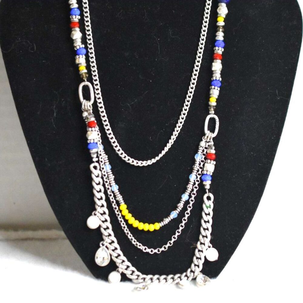NWOT Premier Design's JESS Colorful Beads Multi Strand Crystal Teardrop Necklace